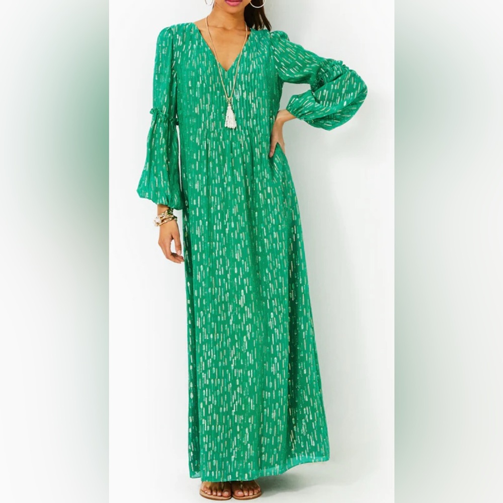 Tory Burch Cleme long sleeve maxi dress with bishop Sleeves